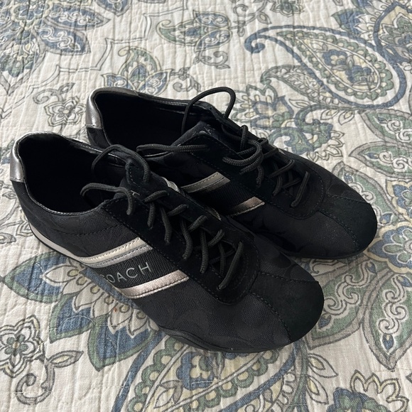 Coach Jayne signature sneakers suede black and silver. - Picture 1 of 5